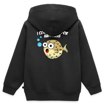 Happy Puffer Fish - Kids Premium Organic Zip-up Hoodie - black - Back - AI Model Kid Male (0cm)
