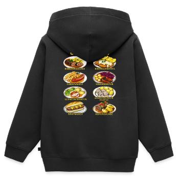 GERMAN FOOD - Kinder Premium Organic Zip Hoodie - Schwarz - Hinten - AI Model Kid Male (0cm)