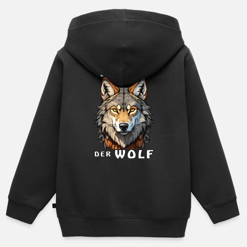 VIVE LE LOUP - Sweat Premium à capuche zippé enfant bio - noir