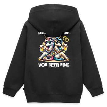 Enterrement de vie de garçon Mariée Enterrement de vie de jeune fille Grondement de femmes - Sweat Premium à capuche zippé enfant bio - noir - Dos - AI Model Kid Male (0cm)