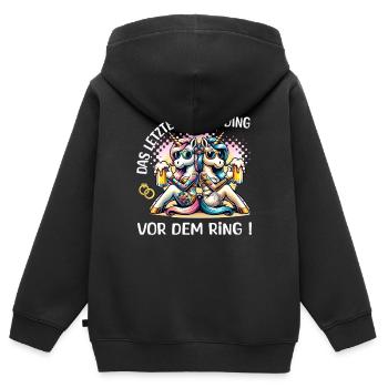 Enterrement de vie de garçon Mariée Enterrement de vie de jeune fille Grondement de femmes - Sweat Premium à capuche zippé enfant bio - noir - Dos - AI Model Kid Male (0cm)