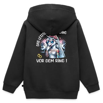 Enterrement de vie de garçon Mariée Enterrement de vie de jeune fille Grondement de femmes - Sweat Premium à capuche zippé enfant bio - noir - Dos - AI Model Kid Male (0cm)