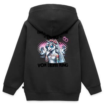 Enterrement de vie de garçon Mariée Enterrement de vie de jeune fille Grondement de femmes - Sweat Premium à capuche zippé enfant bio - noir - Dos - AI Model Kid Male (0cm)
