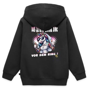 Enterrement de vie de garçon Mariée Enterrement de vie de jeune fille Grondement de femmes - Sweat Premium à capuche zippé enfant bio - noir - Dos - AI Model Kid Male (0cm)