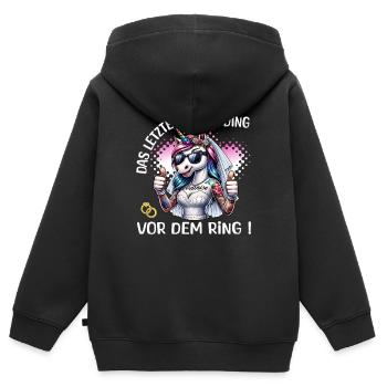 Enterrement de vie de garçon Mariée Enterrement de vie de jeune fille Grondement de femmes - Sweat Premium à capuche zippé enfant bio - noir - Dos - AI Model Kid Male (0cm)