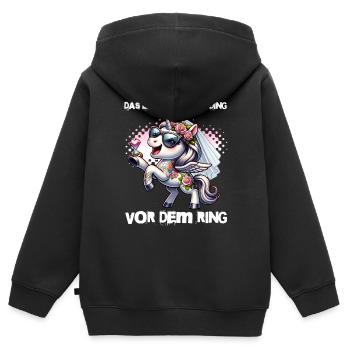 Enterrement de vie de garçon Mariée Enterrement de vie de jeune fille Grondement de femmes - Sweat Premium à capuche zippé enfant bio - noir - Dos - AI Model Kid Male (0cm)