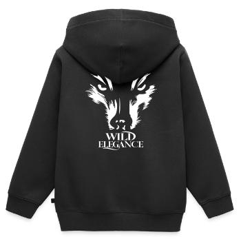 WILDE ELEGANZ - Kinder Premium Organic Zip Hoodie - Schwarz - Hinten - AI Model Kid Male (0cm)