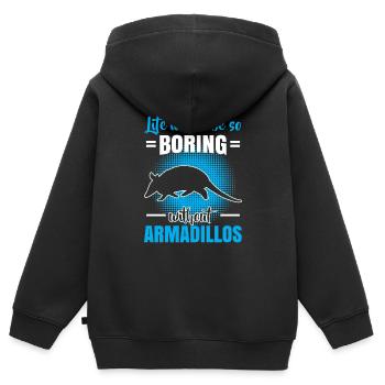 Percer sans tatou tatou géant - Sweat Premium à capuche zippé enfant bio - noir - Dos - AI Model Kid Male (0cm)