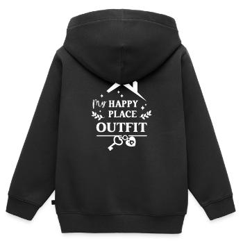 Happy Place Outfit Zuhause Einzug Umzug Wohnung - Kinder Premium Organic Zip Hoodie - Schwarz - Hinten - AI Model Kid Male (0cm)