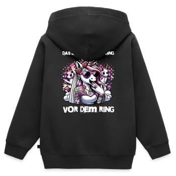 Enterrement de vie de garçon Mariée Enterrement de vie de jeune fille Grondement de femmes - Sweat Premium à capuche zippé enfant bio - noir - Dos - AI Model Kid Male (0cm)