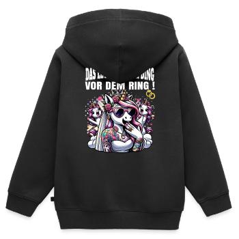 Enterrement de vie de garçon Mariée Enterrement de vie de jeune fille Grondement de femmes - Sweat Premium à capuche zippé enfant bio - noir - Dos - AI Model Kid Male (0cm)