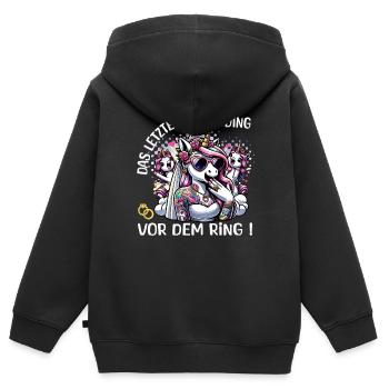 Enterrement de vie de garçon Mariée Enterrement de vie de jeune fille Grondement de femmes - Sweat Premium à capuche zippé enfant bio - noir - Dos - AI Model Kid Male (0cm)