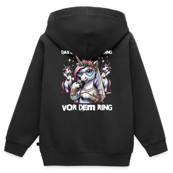 Enterrement de vie de garçon Mariée Enterrement de vie de jeune fille Grondement de femmes - Sweat Premium à capuche zippé enfant bio - noir - Dos - AI Model Kid Male (0cm)