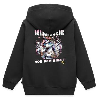 Enterrement de vie de garçon Mariée Enterrement de vie de jeune fille Grondement de femmes - Sweat Premium à capuche zippé enfant bio - noir - Dos - AI Model Kid Male (0cm)