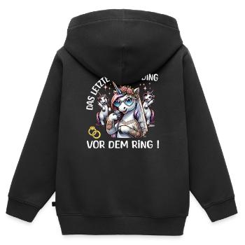 Enterrement de vie de garçon Mariée Enterrement de vie de jeune fille Grondement de femmes - Sweat Premium à capuche zippé enfant bio - noir - Dos - AI Model Kid Male (0cm)
