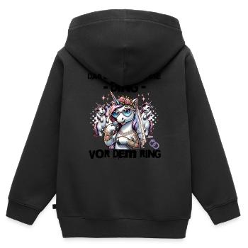 Enterrement de vie de garçon Mariée Enterrement de vie de jeune fille Grondement de femmes - Sweat Premium à capuche zippé enfant bio - noir - Dos - AI Model Kid Male (0cm)