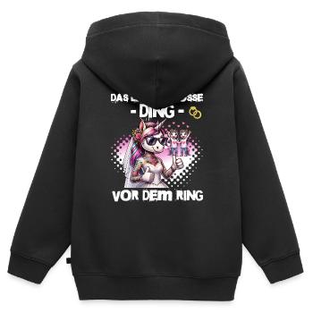 Enterrement de vie de garçon Mariée Enterrement de vie de jeune fille Grondement de femmes - Sweat Premium à capuche zippé enfant bio - noir - Dos - AI Model Kid Male (0cm)