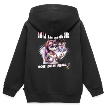 Enterrement de vie de garçon Mariée Enterrement de vie de jeune fille Grondement de femmes - Sweat Premium à capuche zippé enfant bio - noir - Dos - AI Model Kid Male (0cm)