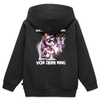 Enterrement de vie de garçon Mariée Enterrement de vie de jeune fille Grondement de femmes - Sweat Premium à capuche zippé enfant bio - noir - Dos - AI Model Kid Male (0cm)