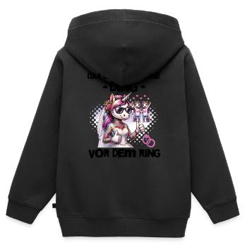 Enterrement de vie de garçon Mariée Enterrement de vie de jeune fille Grondement de femmes - Sweat Premium à capuche zippé enfant bio - noir - Dos - AI Model Kid Male (0cm)