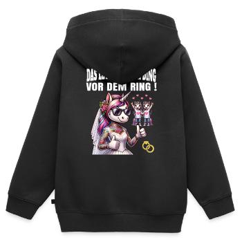 Enterrement de vie de garçon Mariée Enterrement de vie de jeune fille Grondement de femmes - Sweat Premium à capuche zippé enfant bio - noir - Dos - AI Model Kid Male (0cm)