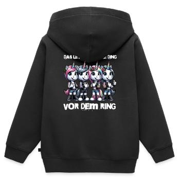 Enterrement de vie de garçon Mariée Enterrement de vie de jeune fille Grondement de femmes - Sweat Premium à capuche zippé enfant bio - noir - Dos - AI Model Kid Male (0cm)