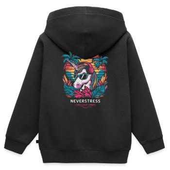 Design Chillout Vibes : décontracté et élégant - Sweat Premium à capuche zippé enfant bio - noir - Dos - AI Model Kid Male (0cm)