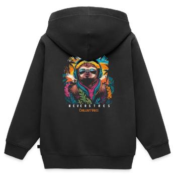 Design Chillout Vibes : décontracté et élégant - Sweat Premium à capuche zippé enfant bio - noir - Dos - AI Model Kid Male (0cm)