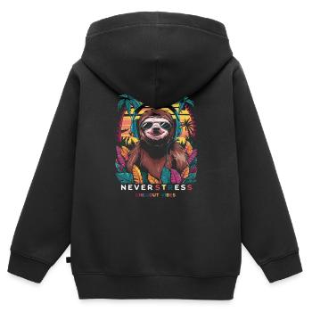Design Chillout Vibes : décontracté et élégant - Sweat Premium à capuche zippé enfant bio - noir - Dos - AI Model Kid Male (0cm)