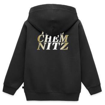 JE ME SENS CHEMNITZ - Sweat Premium à capuche zippé enfant bio - noir - Dos - AI Model Kid Male (0cm)