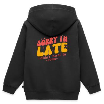Sorry I m late - Sweat Premium à capuche zippé enfant bio - noir - Dos - AI Model Kid Male (0cm)