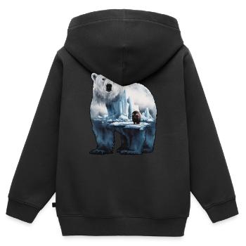 Majestätischer Eisbär in der Arktis Kunst - Kinder Premium Organic Zip Hoodie - Schwarz - Hinten - AI Model Kid Male (0cm)