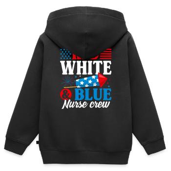Red White Blue Nurse Crew Patriotic Nurse - Kids Premium Organic Zip-up Hoodie - black - Back - AI Model Kid Male (0cm)