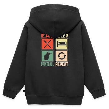 Manger dormir Paintball Répéter Paintballer Tactique Pl - Sweat Premium à capuche zippé enfant bio - noir - Dos - AI Model Kid Male (0cm)