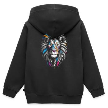 Geometrische Löwenfarben - Kinder Premium Organic Zip Hoodie - Schwarz - Hinten - AI Model Kid Male (0cm)