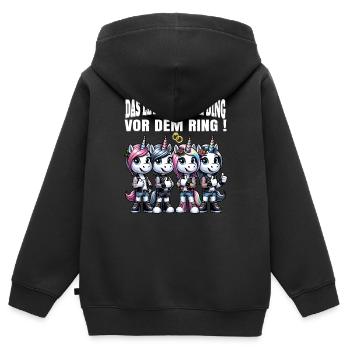 Enterrement de vie de garçon Mariée Enterrement de vie de jeune fille Grondement de femmes - Sweat Premium à capuche zippé enfant bio - noir - Dos - AI Model Kid Male (0cm)