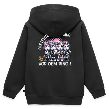 Enterrement de vie de garçon Mariée Enterrement de vie de jeune fille Grondement de femmes - Sweat Premium à capuche zippé enfant bio - noir - Dos - AI Model Kid Male (0cm)