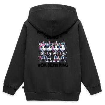 Enterrement de vie de garçon Mariée Enterrement de vie de jeune fille Grondement de femmes - Sweat Premium à capuche zippé enfant bio - noir - Dos - AI Model Kid Male (0cm)