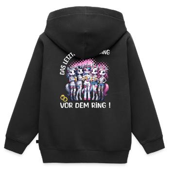 Enterrement de vie de garçon Mariée Enterrement de vie de jeune fille Grondement de femmes - Sweat Premium à capuche zippé enfant bio - noir - Dos - AI Model Kid Male (0cm)
