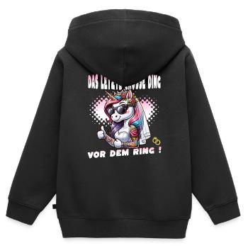 Enterrement de vie de garçon Mariée Enterrement de vie de jeune fille Grondement de femmes - Sweat Premium à capuche zippé enfant bio - noir - Dos - AI Model Kid Male (0cm)