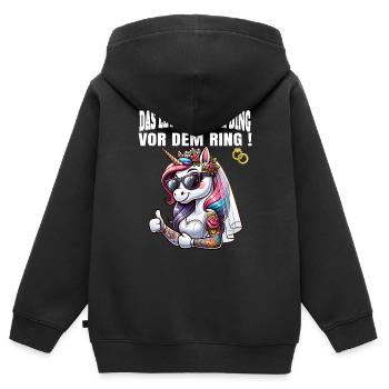 Enterrement de vie de garçon Mariée Enterrement de vie de jeune fille Grondement de femmes - Sweat Premium à capuche zippé enfant bio - noir - Dos - AI Model Kid Male (0cm)