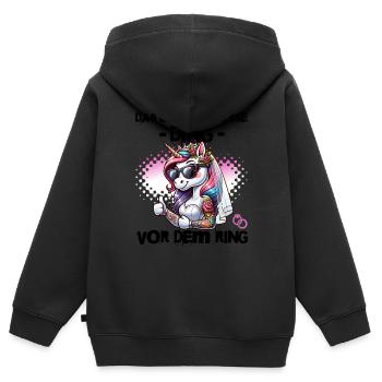 Enterrement de vie de garçon Mariée Enterrement de vie de jeune fille Grondement de femmes - Sweat Premium à capuche zippé enfant bio - noir - Dos - AI Model Kid Male (0cm)