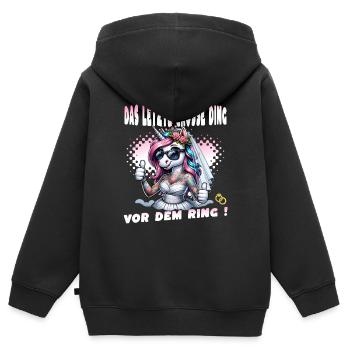 Enterrement de vie de garçon Mariée Enterrement de vie de jeune fille Grondement de femmes - Sweat Premium à capuche zippé enfant bio - noir - Dos - AI Model Kid Male (0cm)