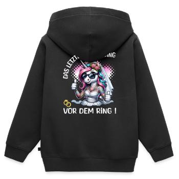 Enterrement de vie de garçon Mariée Enterrement de vie de jeune fille Grondement de femmes - Sweat Premium à capuche zippé enfant bio - noir - Dos - AI Model Kid Male (0cm)