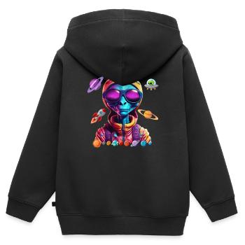 Außerirdischer aus dem Weltraum. - Kinder Premium Organic Zip Hoodie - Schwarz - Hinten - AI Model Kid Male (0cm)