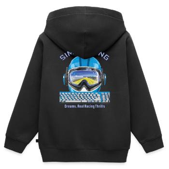 SIM RACING Dreams, Real Racing Thrills - Kinder Premium Organic Zip Hoodie - Schwarz - Hinten - AI Model Kid Male (0cm)