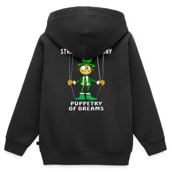 STRINGS OF DESTINY PUPPETRY OF DREAMS - Kinder Premium Organic Zip Hoodie - Schwarz - Hinten - AI Model Kid Male (0cm)