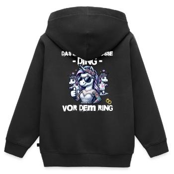 Enterrement de vie de garçon Mariée Enterrement de vie de jeune fille Grondement de femmes - Sweat Premium à capuche zippé enfant bio - noir - Dos - AI Model Kid Male (0cm)