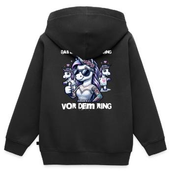 Enterrement de vie de garçon Mariée Enterrement de vie de jeune fille Grondement de femmes - Sweat Premium à capuche zippé enfant bio - noir - Dos - AI Model Kid Male (0cm)