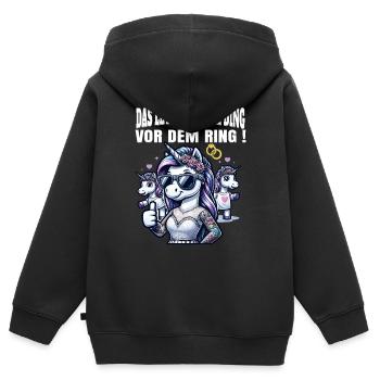 Enterrement de vie de garçon Mariée Enterrement de vie de jeune fille Grondement de femmes - Sweat Premium à capuche zippé enfant bio - noir - Dos - AI Model Kid Male (0cm)